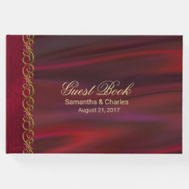 Wine Red Satin Look Wedding Guest Book Gästebuch