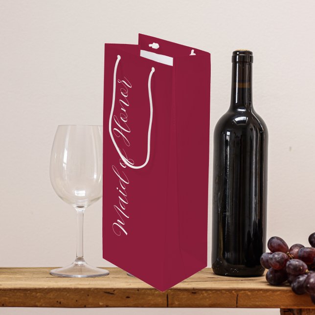 Wine Red Stylized Script-Trauzeugin Geschenktüte Für Weinflaschen (In Situ)
