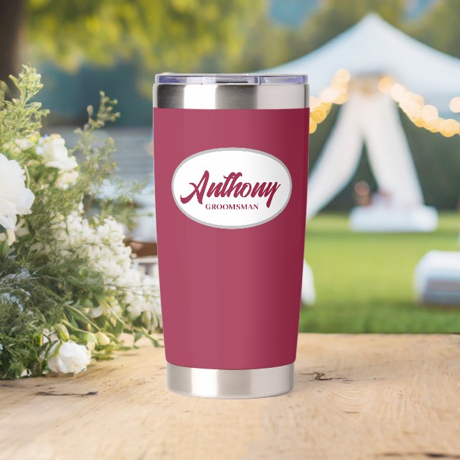 Wine Red Stylized Wedding Trauzeuge Thermobecher (Hochzeit (gedreht))