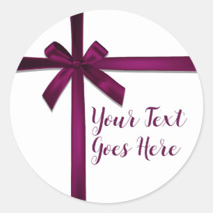 Wine Satin Ribbon Bow Weihnachtsfeier Runder Aufkleber