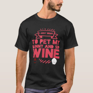 Wine Sip Bunny Animal Men Frauen T-Shirt