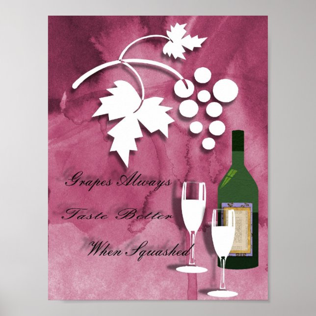 Wine Spaß Lila White Art Print Poster (Vorne)