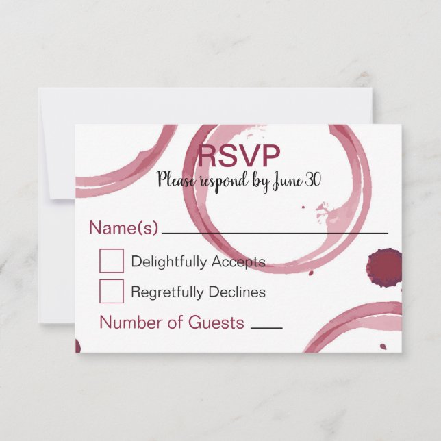Wine Stains Wedding RSVP Card Karte (Vorderseite)