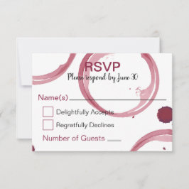 Wine Stains Wedding RSVP Card Karte