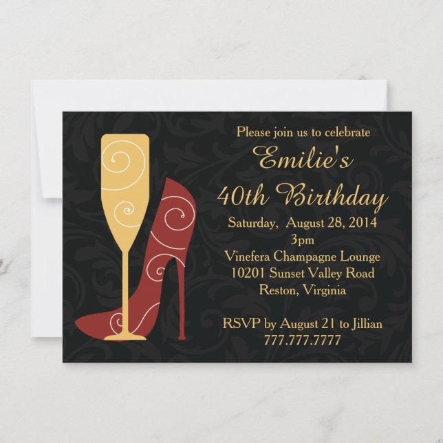 Wine Stiletto Heels Champagne Birthday Invitations Einladung (Vorderseite)