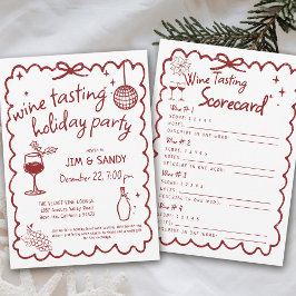 Wine Tasting Holiday Party Hand Drawn Whimsical Einladung