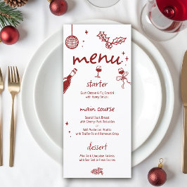 Wine Tasting Party Holiday Christmas Hand-Drawn Menükarte