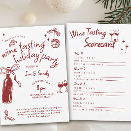 Wine Tasting Party Scorecard Game Doodle Holiday Einladung