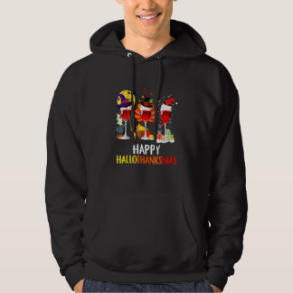 Wine Thanksgiving Christmas Happy Hallothanksmas R Hoodie