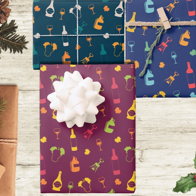 Wine Themed Patterns Geschenkpapier Set (Von Creator hochgeladen)