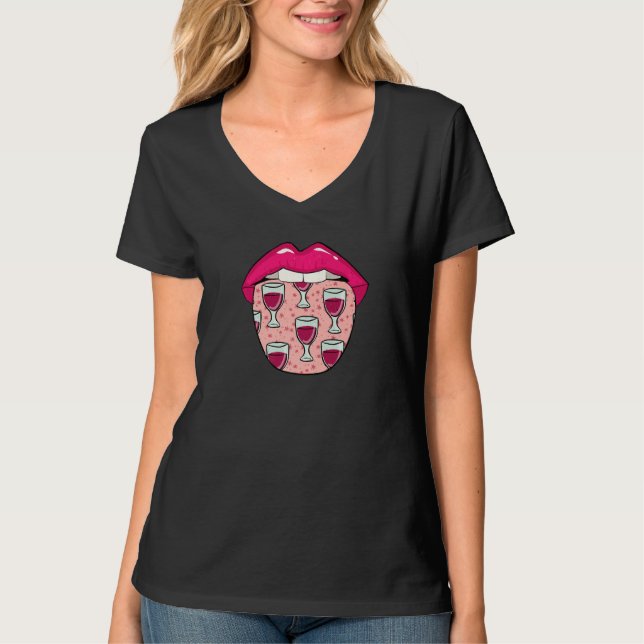 Wine Tongue  Alcohol Vino Tasting Drinks Wine T-Shirt (Vorderseite)