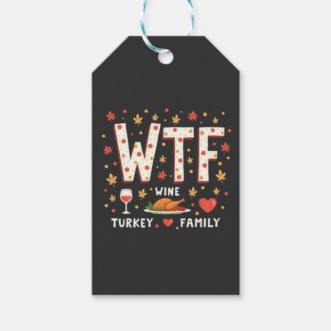 WIne Turkey Family Funny Erntedank Geschenkanhänger (Vorderseite)