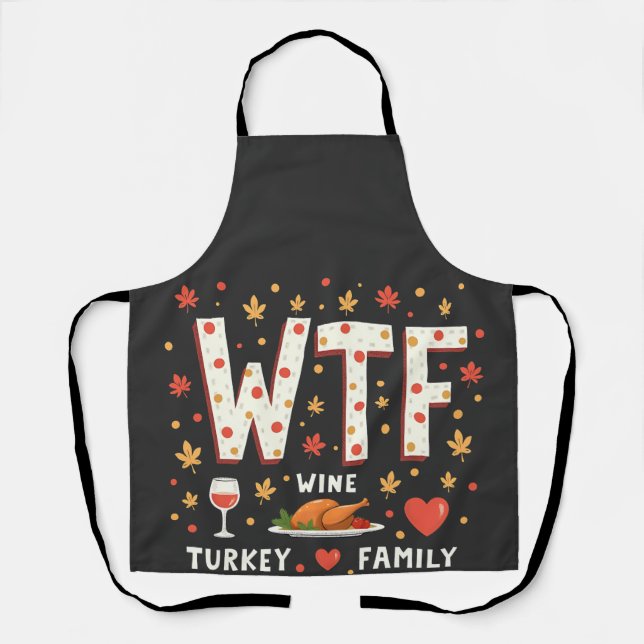 WIne Turkey Family Funny Erntedank Schürze (Vorderseite)