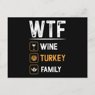 Wine Turkey Thanksgiving Family Mom Matching Wine Postkarte