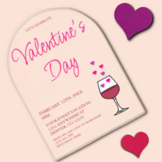 Wine Valentine's Day Party Acryleinladungen (Von Creator hochgeladen)