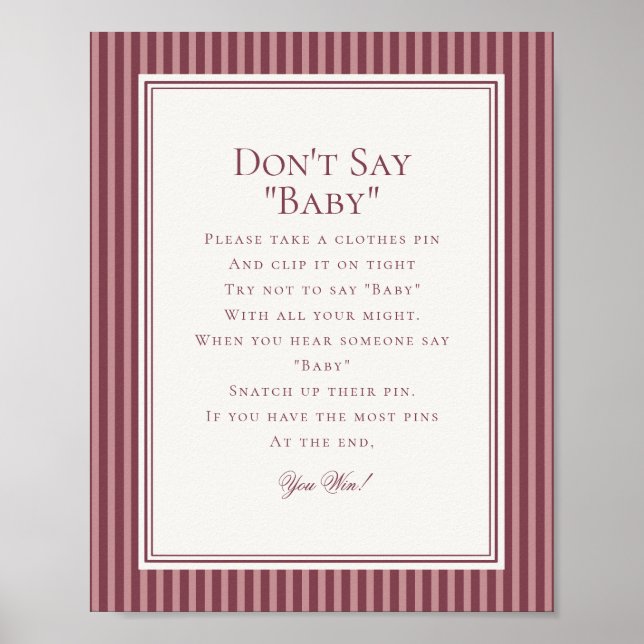 Wine Vineyard Club Old Money Baby Shower Game Poster (Vorne)