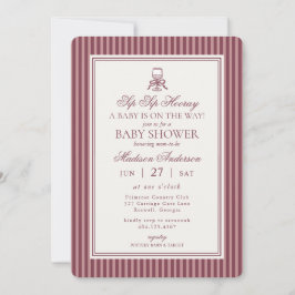 Wine Vineyard Club Old Money Striped Baby Shower Einladung