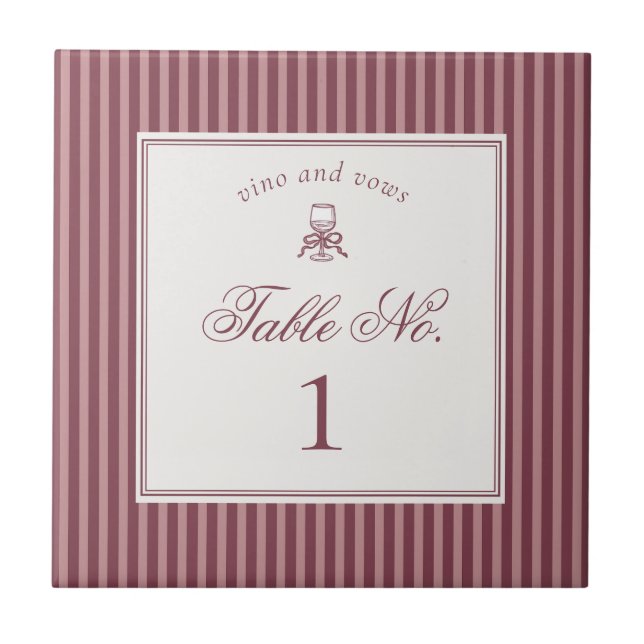 Wine Vineyard Club Old Money Wedding Table Number Fliese (Vorderseite)