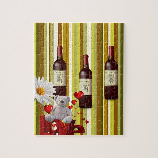 Wine White Teddy Bear Jigsaw Puzzle (Vertikal)