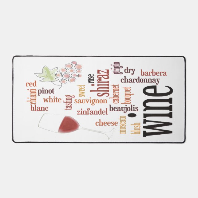 Wine Word Cloud Design Desk Mat Schreibtischunterlage (Vorderseite)