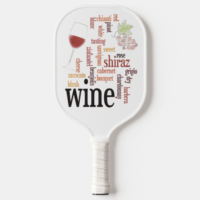 Wine Word Cloud Design Pickleball Paddel Pickleball Schläger (Vorderseite)