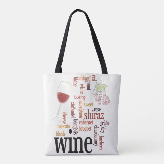 Wine Word Cloud Design Tote Bag (Rückseite)