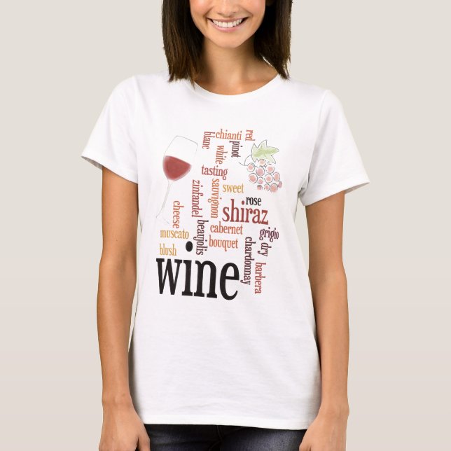 Wine Word Cloud T - Shirt (Vorderseite)