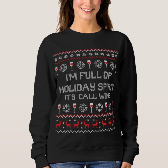 Wine Xmas Ugly Sweater Sweatshirt (Vorderseite)