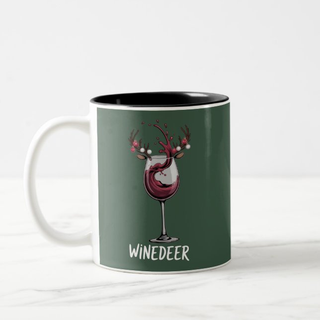 Winedeer Funny Couples Christmas Matching Holiday  Zweifarbige Tasse (Links)