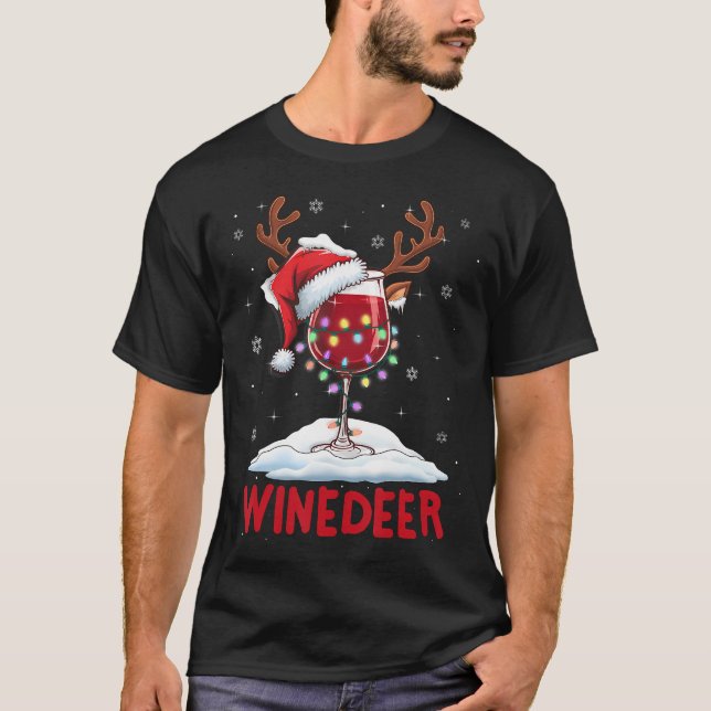 Winedeer Reinbeer Santa Hat Reindeer Couple Xmas M T-Shirt (Vorderseite)