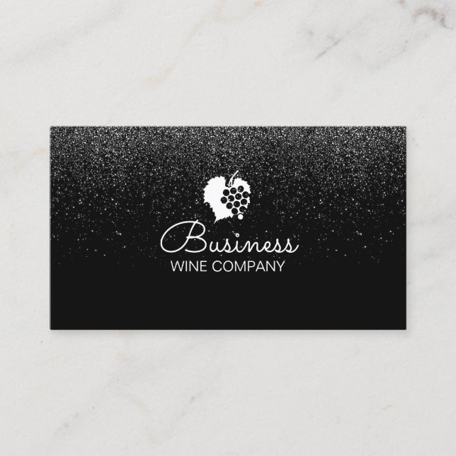 Winery Wine Company Confetti-modernes Schwarzes Visitenkarte (Vorderseite)