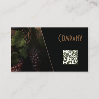 Winery Wine crapes bottled with QR on black design Visitenkarte