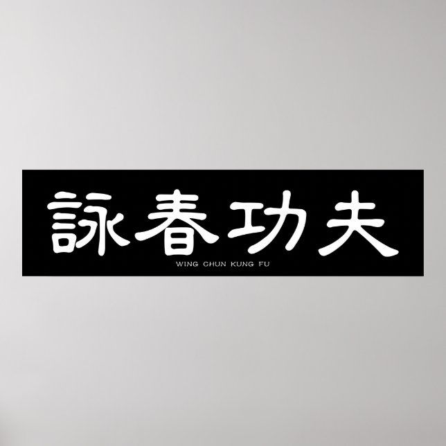 Wing Chun Kung Fu Weiße Chinesische Kalligrafie Poster (Vorne)