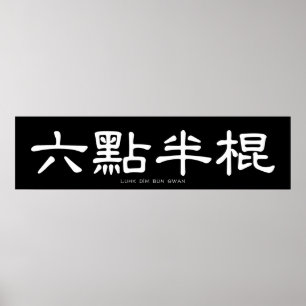Wing Chun Long Pole Weiße Chinesische Kalligraphie Poster