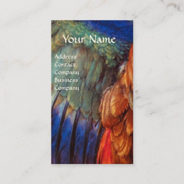 WING-FEATHERS EINES ROLLER AUF ANTIKEN PARCHMENT VISITENKARTE (Vorderseite)