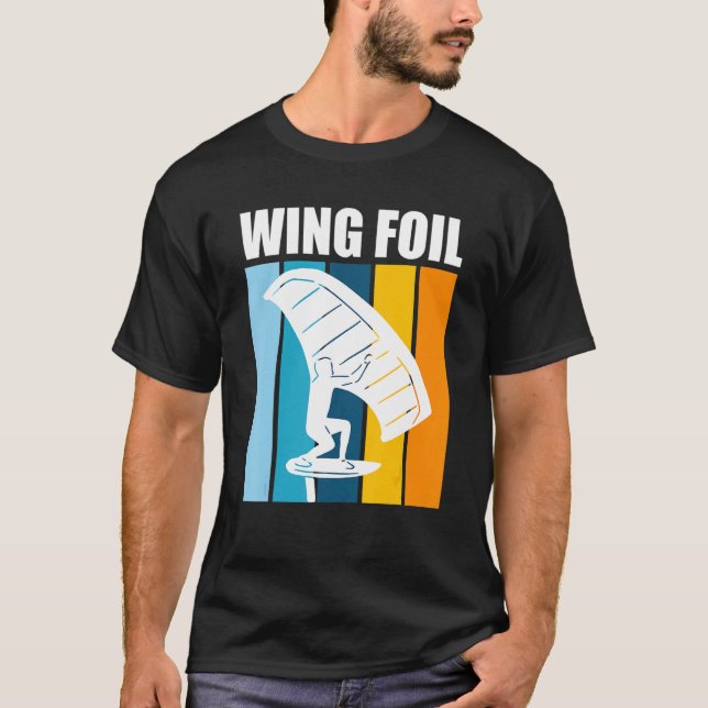 Wing Foil Retro Wing Surfer Foil T-Shirt (Vorderseite)