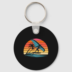 Wing Foiling Retro-Sonnenuntergangs-Design Surf Fo Schlüsselanhänger