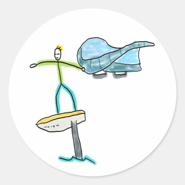 Wing Foiling Stickman Runder Aufkleber (Vorderseite)
