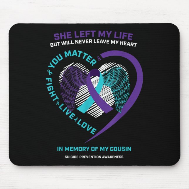 Wing Ribbon in Memory Cousin Suizidprävention A Mousepad (Vorne)