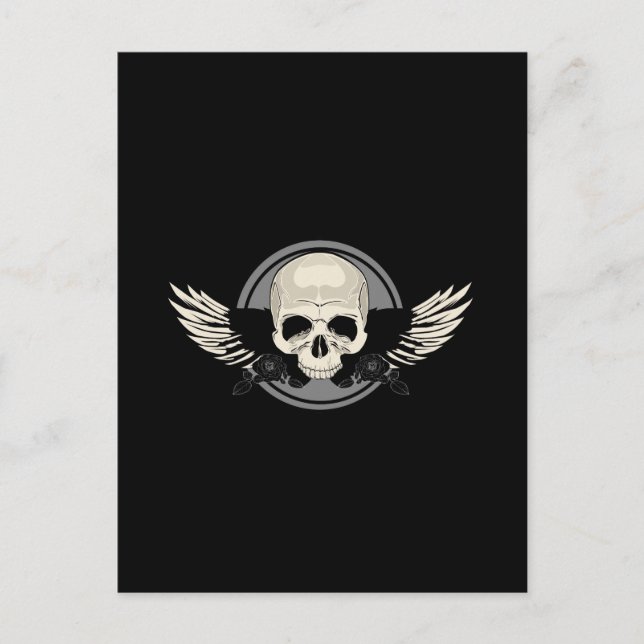 Wing Skull - Grau Postkarte (Vorderseite)