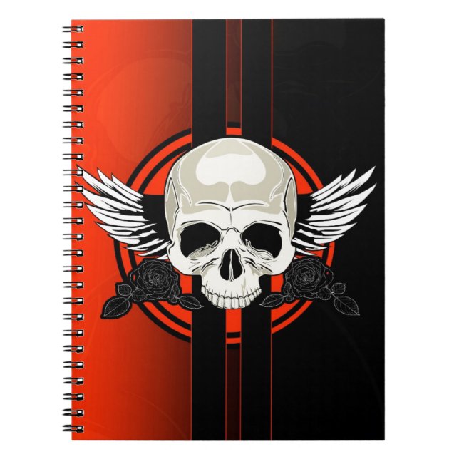 Wing Skull - ORANGE Notizblock (Vorderseite)