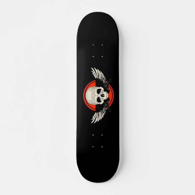 Wing Skull - ORANGE Skateboard (Vorne)