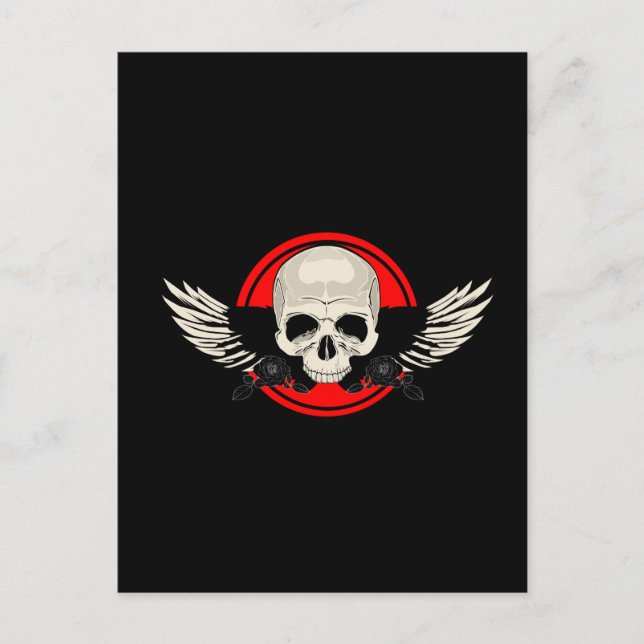 Wing Skull - RED Postkarte (Vorderseite)