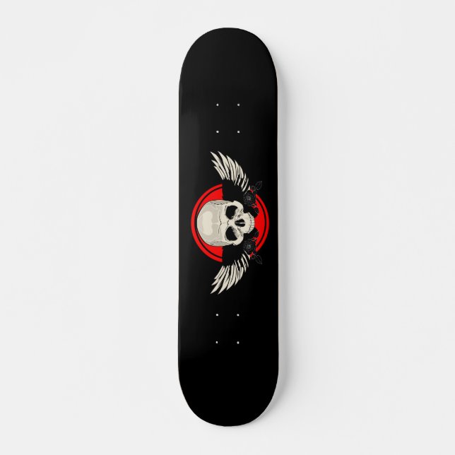 Wing Skull - RED Skateboard (Vorne)