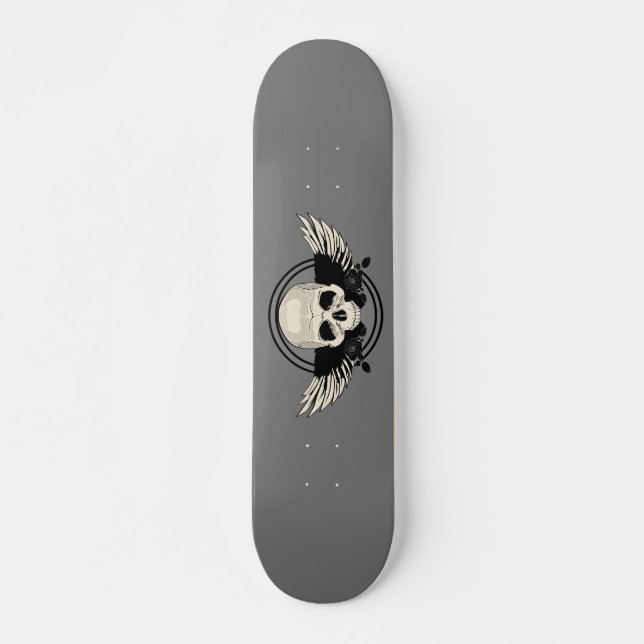 Wing Skull - SCHWARZ UND WEISS Skateboard (Vorne)