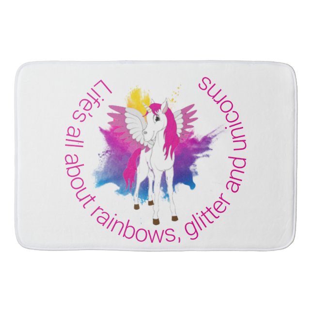 Wing Unicorn Party Aquarell Badematte (Vorderseite)