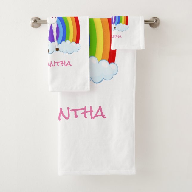 Wing Unicorn Party Regenbogen Badhandtuch Set (Insitu)