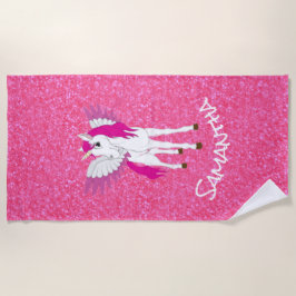 Wing Unicorn Party Regenbogen Rosa Glitzer Strandtuch