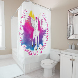 Wing Unicorn Party Wasserfarbe Thema Duschvorhang