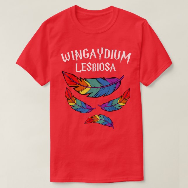 Wingaydium Lesbiosa Rainbow LGBT Gay Lesbian Pride T-Shirt (Design vorne)